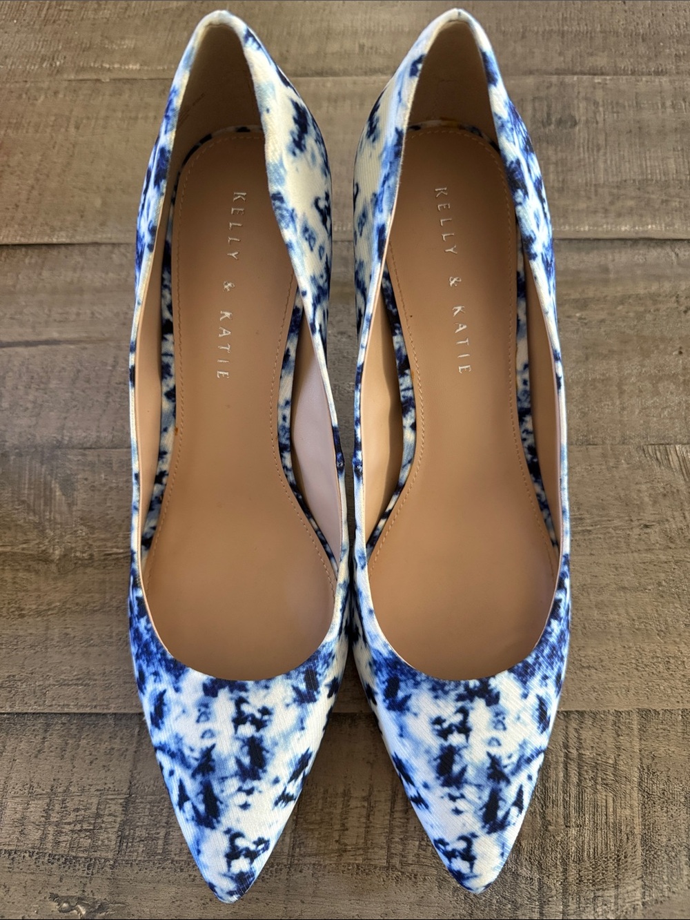 Kelly & Katie Blue and White Tie-Dye Pointed Flats